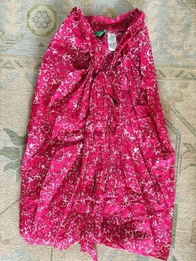 NWOT J. Crew Pink and White Floral Swim Sarong